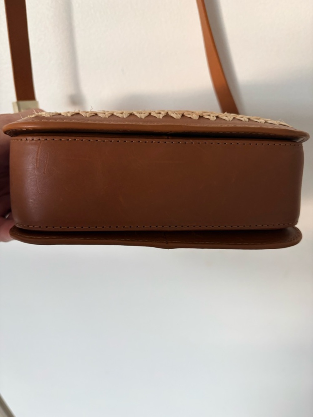 Loeffler Randall Kenton Crocheted Raffia and Leather Purse Crossbody - Picture 4 of 5